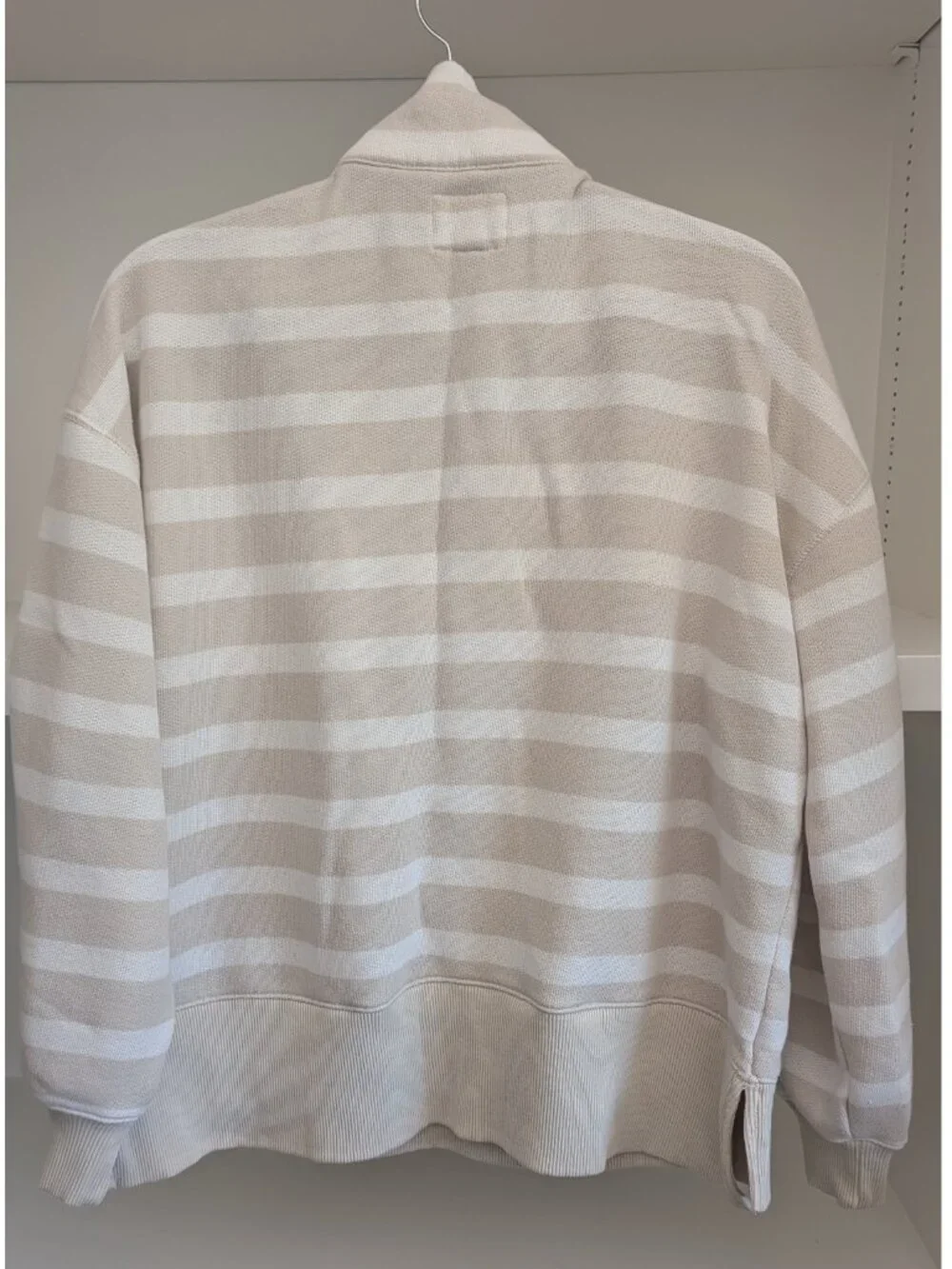 American Eagle Big Hug Henley Striped Sweatshirt Funnel Neck Collar - Picture 3 of 5